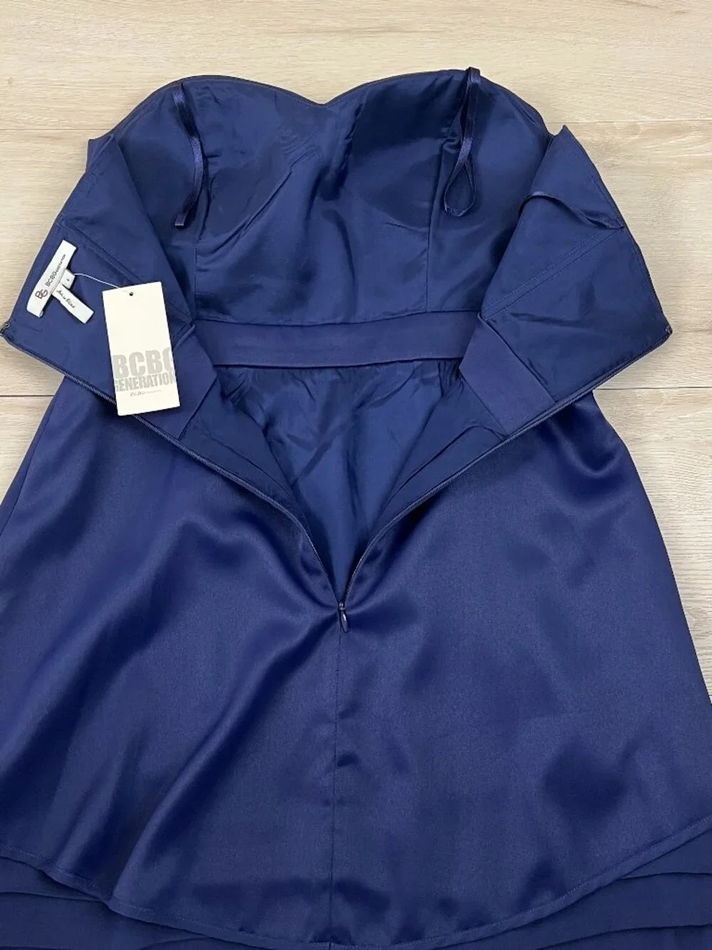 Y2K BCBGeneration Midnight Blue Strapless Mini Dress Sz 8 With Tags - Picture 13 of 16